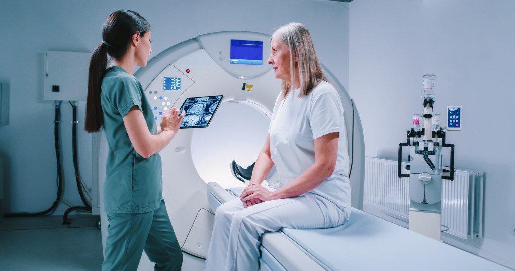Patient getting ready for an MRI Scan